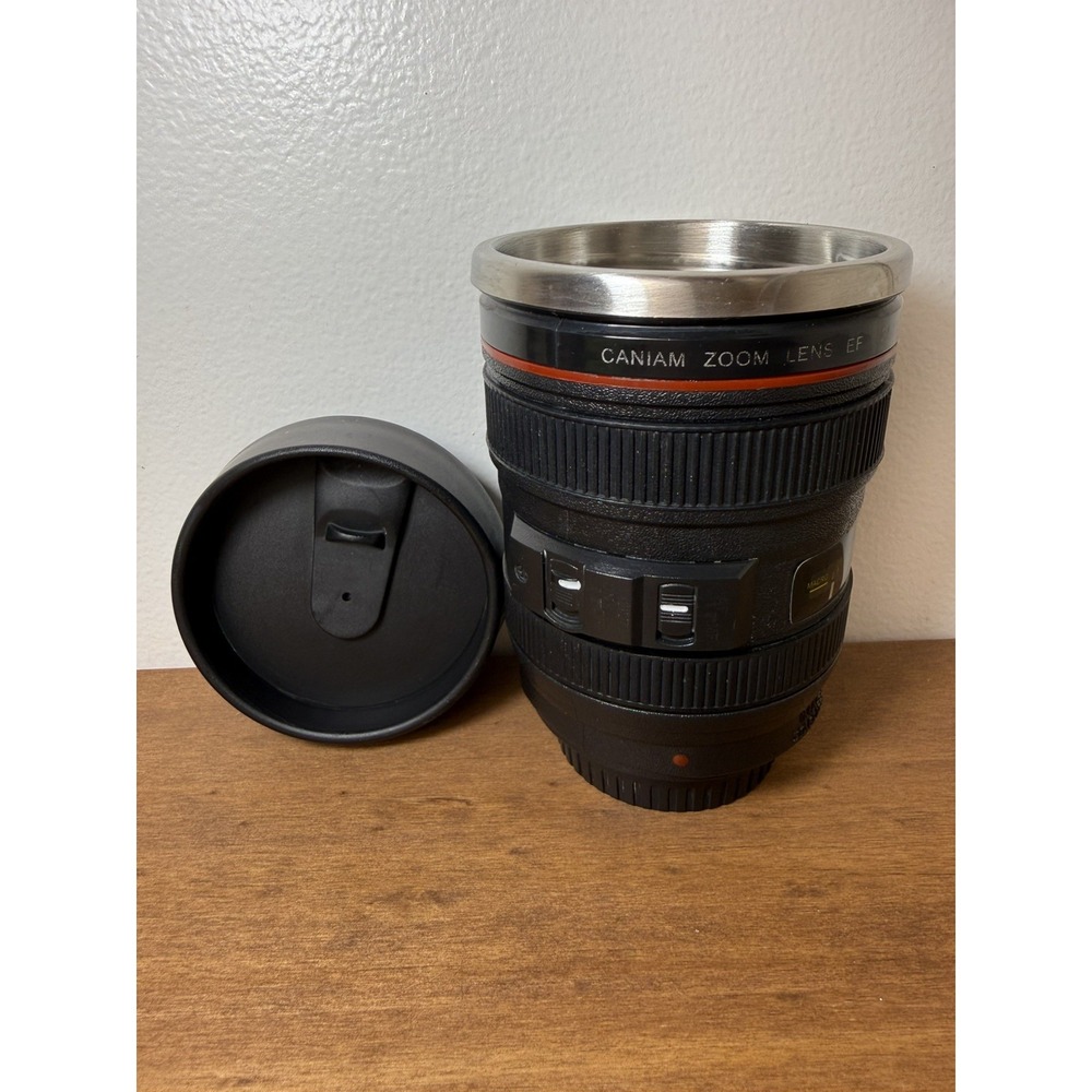 Camera Lens Travel Coffee Mug Stainless Steel Thermos Cup Caniam Screw Top Lid